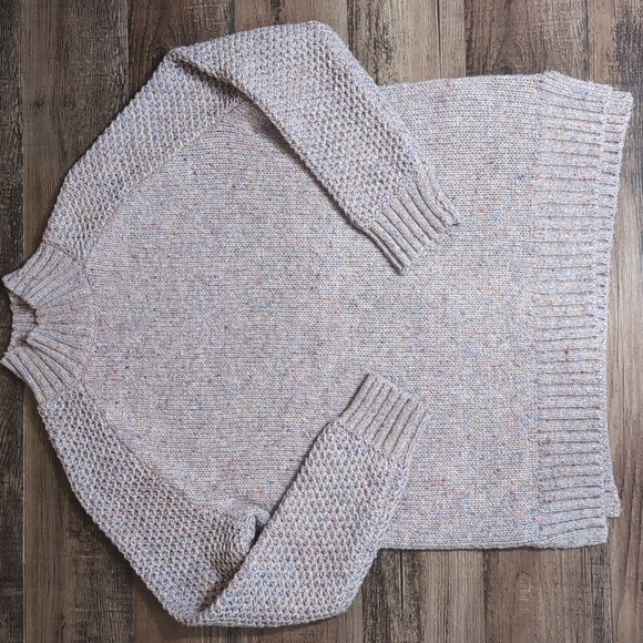 prAna Ibid Sweater Knit Wool Silk Blend Tunic Top Multicolor Speckled Tan XL - Picture 3 of 11